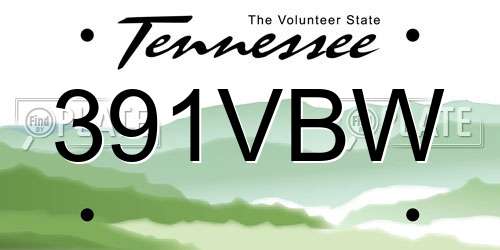 391VBW Tennessee License Plate
