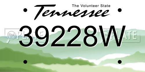 39228W Tennessee License Plate