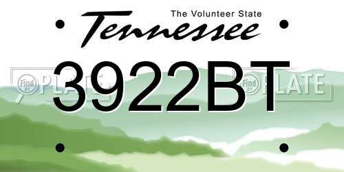 3922BT Tennessee License Plate