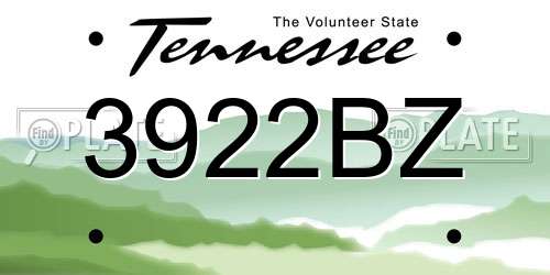 3922BZ Tennessee License Plate