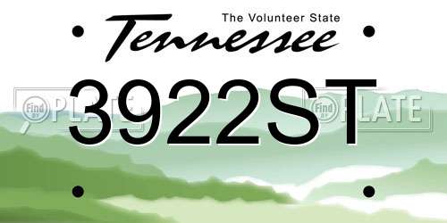 3922ST Tennessee License Plate