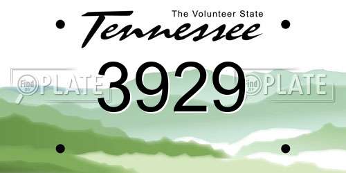 3929 Tennessee License Plate