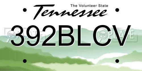 392BLCV Tennessee License Plate