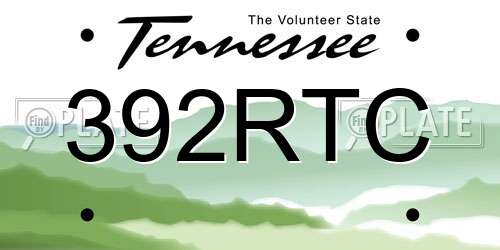 392RTC Tennessee License Plate