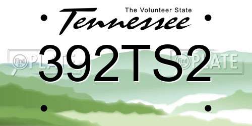 392TS2 Tennessee License Plate