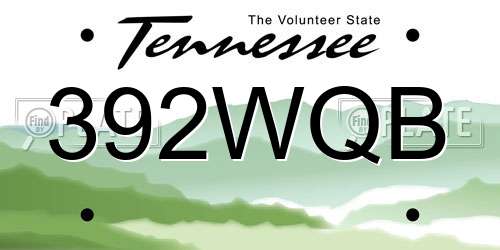 392WQB Tennessee License Plate