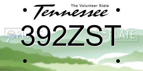 392ZST Tennessee License Plate