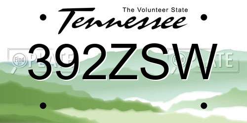 392ZSW Tennessee License Plate