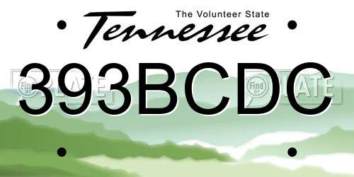 393BCDC Tennessee License Plate