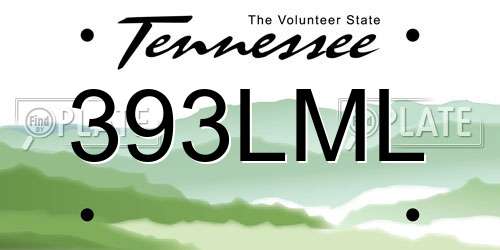 393LML Tennessee License Plate