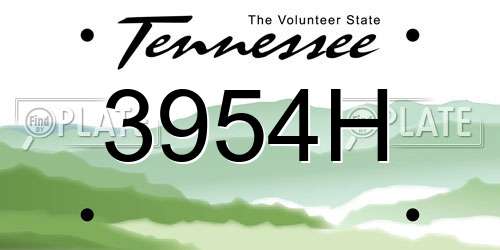 3954H Tennessee License Plate