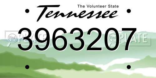 3963207 Tennessee License Plate