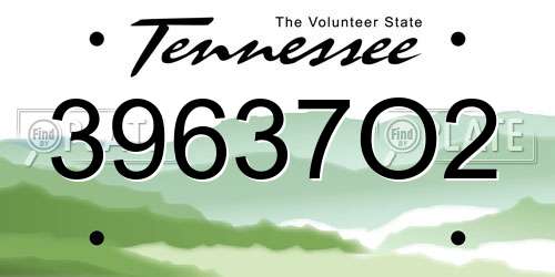 39637O2 Tennessee License Plate