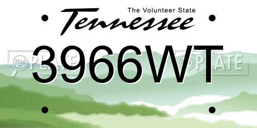 3966WT Tennessee License Plate