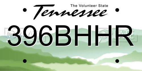 396BHHR Tennessee License Plate