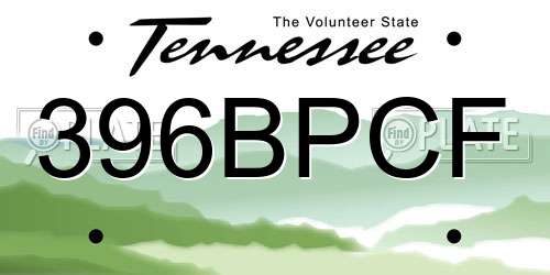 396BPCF Tennessee License Plate