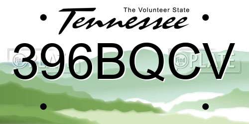 396BQCV Tennessee License Plate