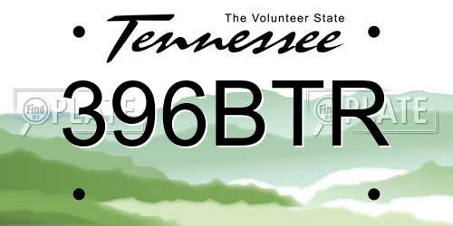 396BTR Tennessee License Plate