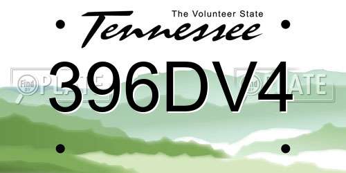 396DV4 Tennessee License Plate