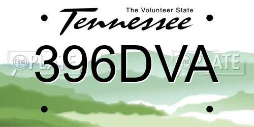 396DVA Tennessee License Plate