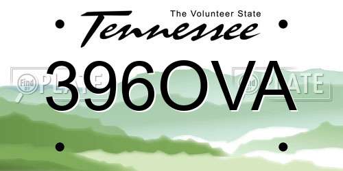 396OVA Tennessee License Plate