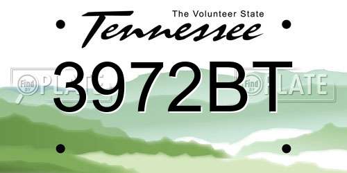 3972BT Tennessee License Plate