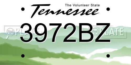 3972BZ Tennessee License Plate