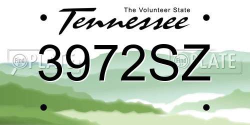 3972SZ Tennessee License Plate