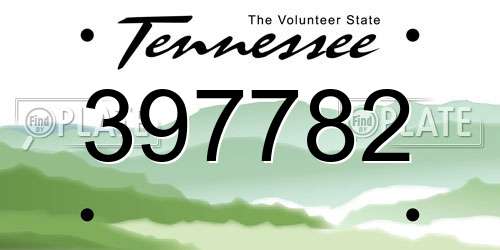 397782 Tennessee License Plate