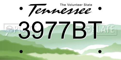 3977BT Tennessee License Plate