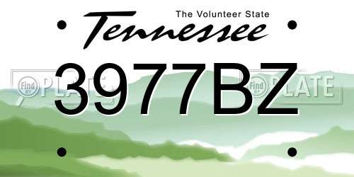 3977BZ Tennessee License Plate