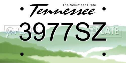 3977SZ Tennessee License Plate