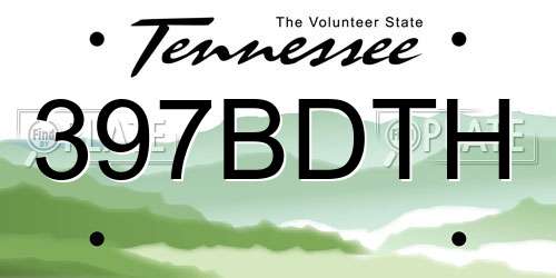 397BDTH Tennessee License Plate