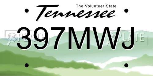 397MWJ Tennessee License Plate