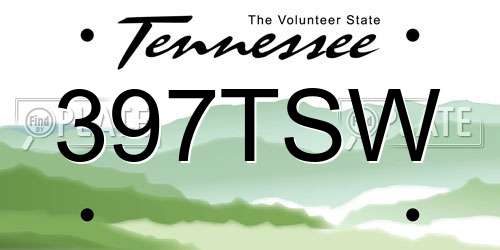 397TSW Tennessee License Plate