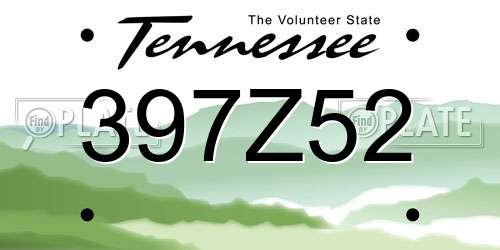 397Z52 Tennessee License Plate