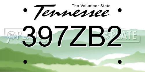 397ZB2 Tennessee License Plate