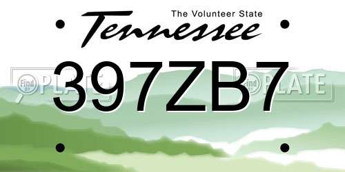 397ZB7 Tennessee License Plate