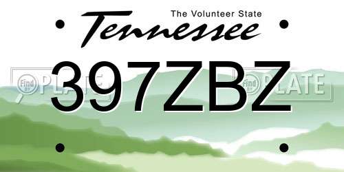 397ZBZ Tennessee License Plate