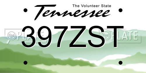 397ZST Tennessee License Plate