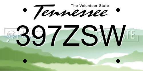 397ZSW Tennessee License Plate