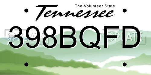 398BQFD Tennessee License Plate