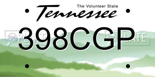 398CGP Tennessee License Plate
