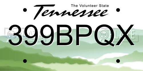 399BPQX Tennessee License Plate