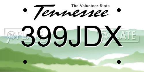 399JDX Tennessee License Plate
