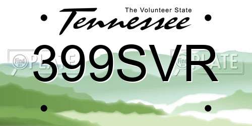 399SVR Tennessee License Plate