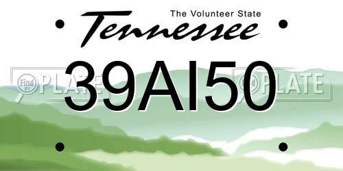 39AI50 Tennessee License Plate