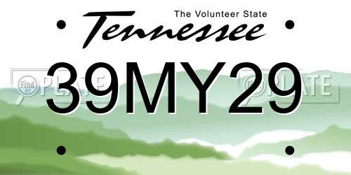 39MY29 Tennessee License Plate