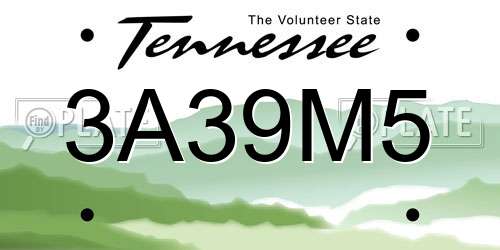 3A39M5 Tennessee License Plate