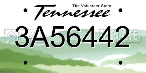 3A56442 Tennessee License Plate